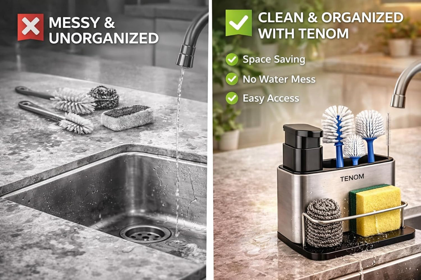 Kitchen Sink Organiser, Sponge Holder for Kitchen Sink