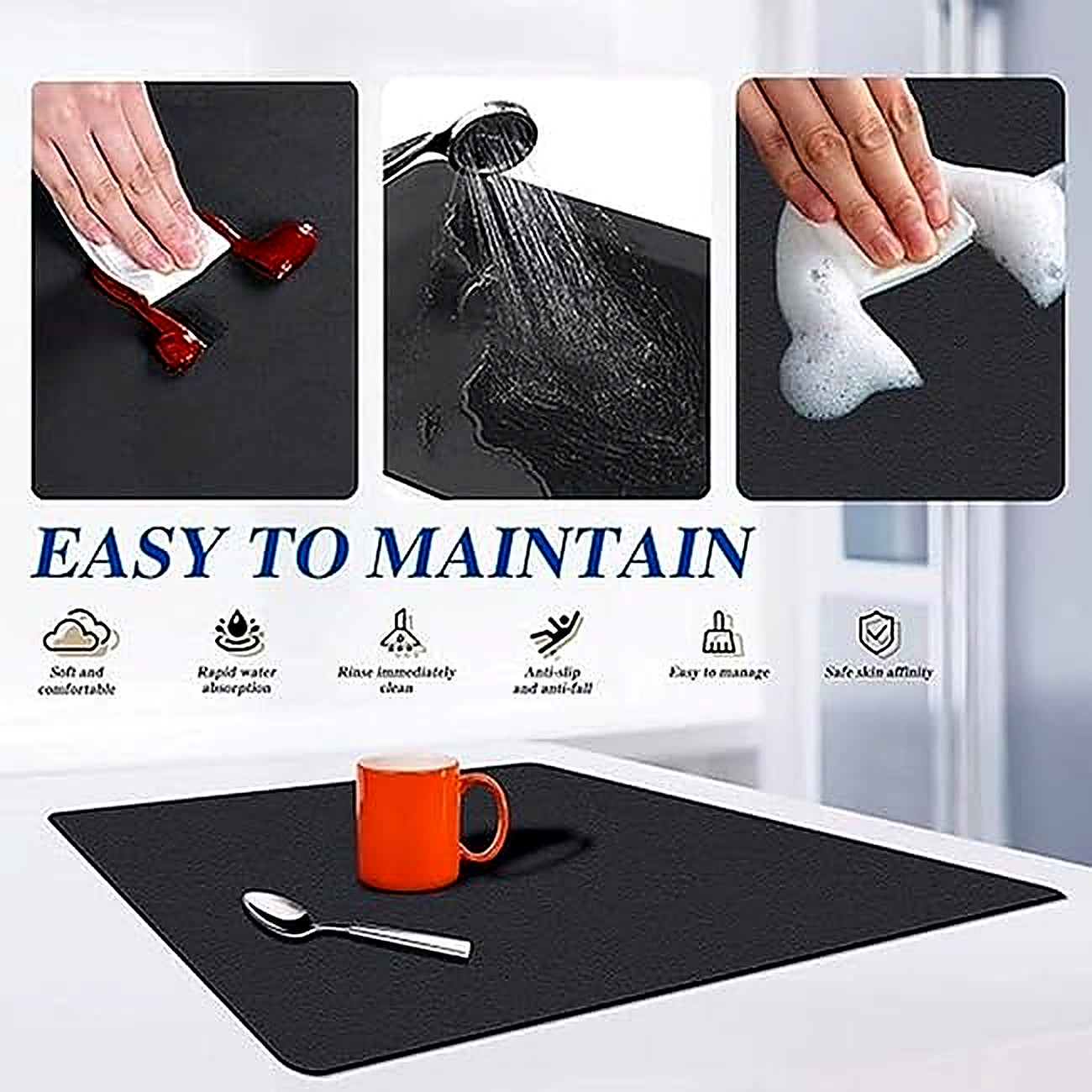 Drying mat for Kitchen, Water Absorbent Mat (PACK OF 2)