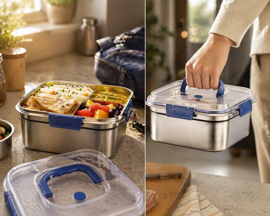 Food Storage Container with Blue Handle