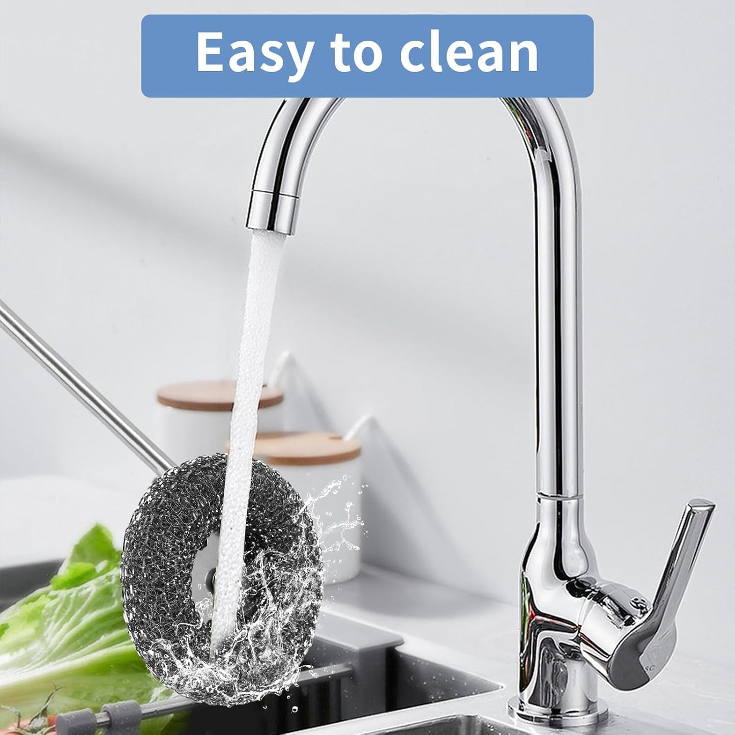 Steel Wool Detachable Brush with Long Handle for Utensil Cleaning