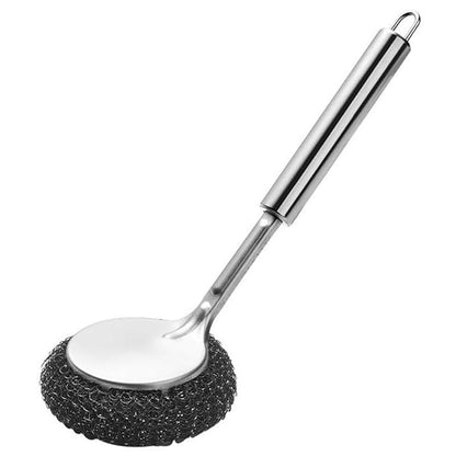 Steel Wool Detachable Brush with Long Handle for Utensil Cleaning