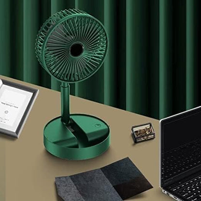 Table Fan (White), Portable Folding Fan, Rechargeable USB Type-C Fan, 3 Speed Battery