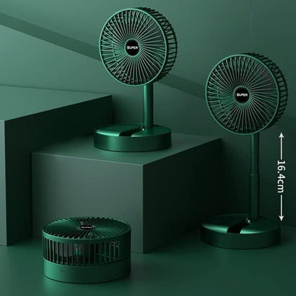 Table Fan (White), Portable Folding Fan, Rechargeable USB Type-C Fan, 3 Speed Battery