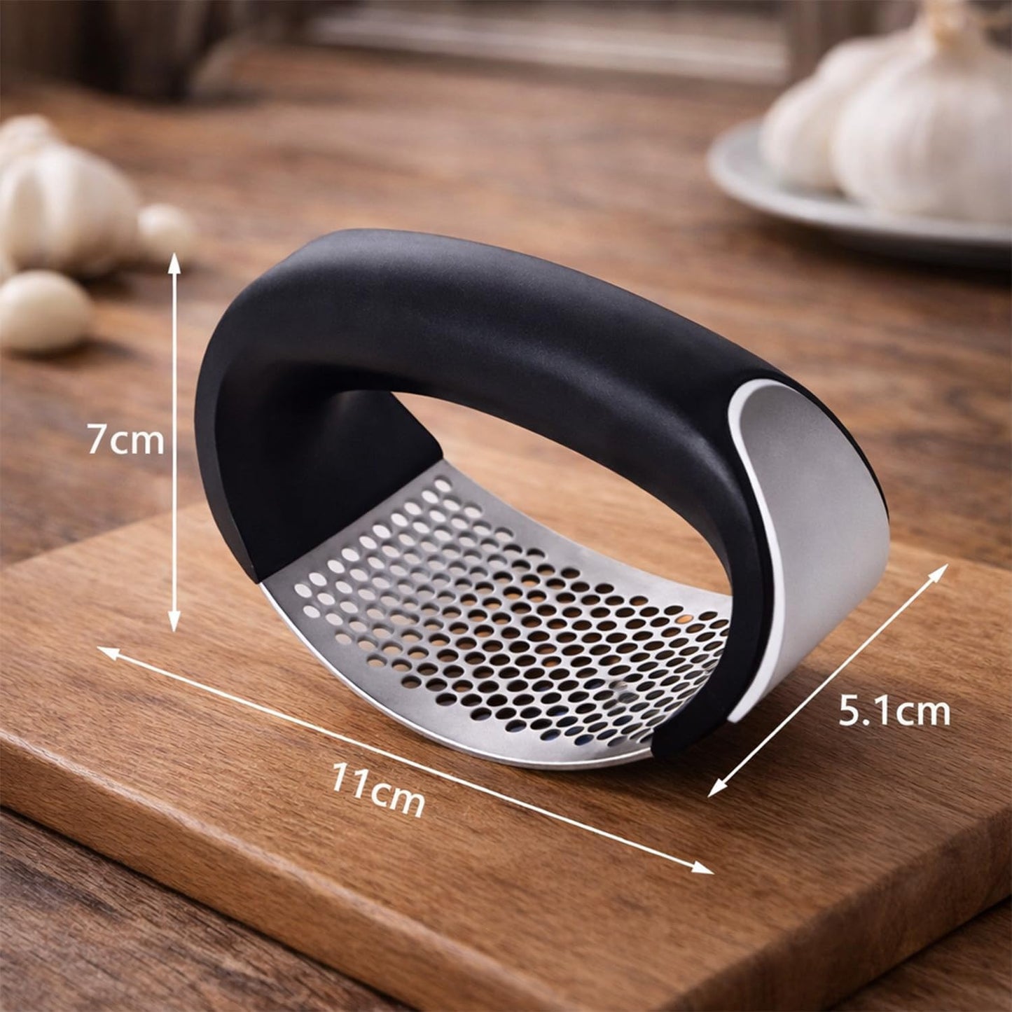 Stainless Steel Garlic Press Crusher, For Home And Kitchen