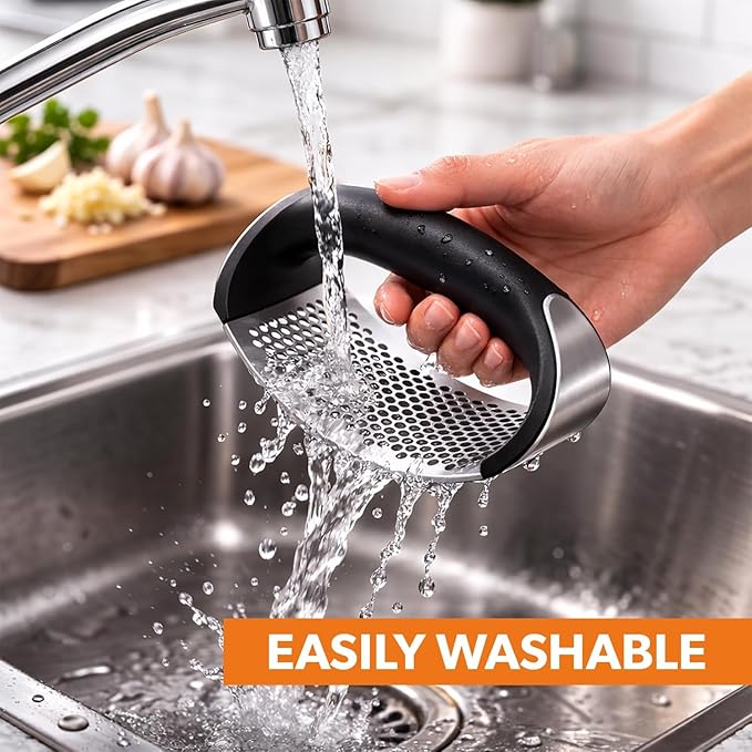 Stainless Steel Garlic Press Crusher, For Home And Kitchen
