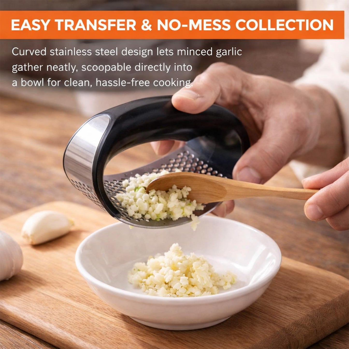 Stainless Steel Garlic Press Crusher, For Home And Kitchen