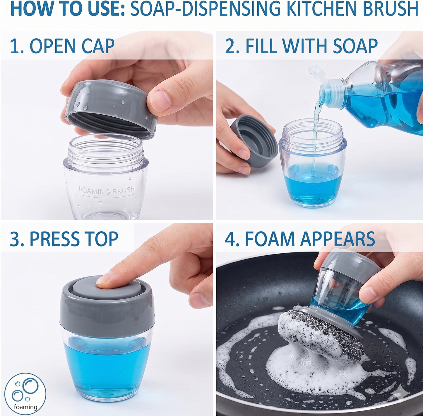 Kitchen Soap Dispensing Palm Brush Washing