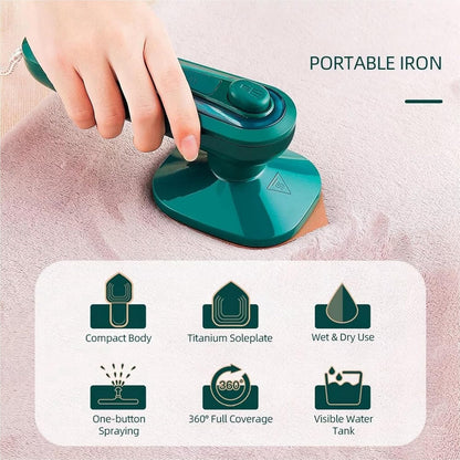 Portable Micro Steam Iron, Green Iron Handheld Garment Steamer