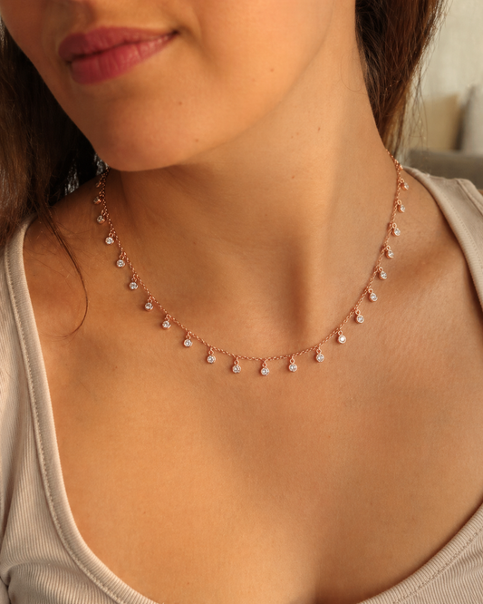 Women Rose Gold Stary Night Necklace