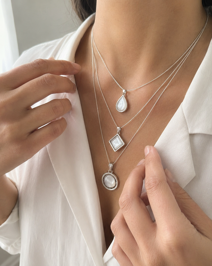 Stylish silver-plated floral and geometric pendants
