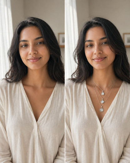 Stylish silver-plated floral and geometric pendants