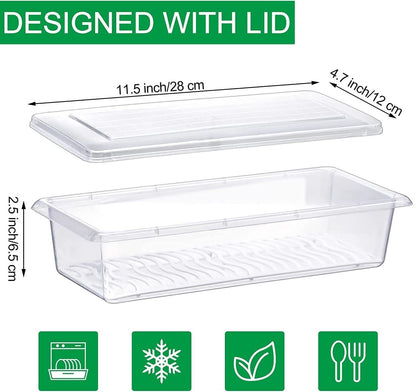 2 Partition Fridge Organizer with Removable Drain Plate and Lid