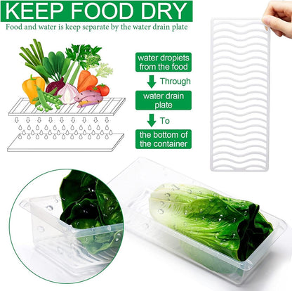 2 Partition Fridge Organizer with Removable Drain Plate and Lid