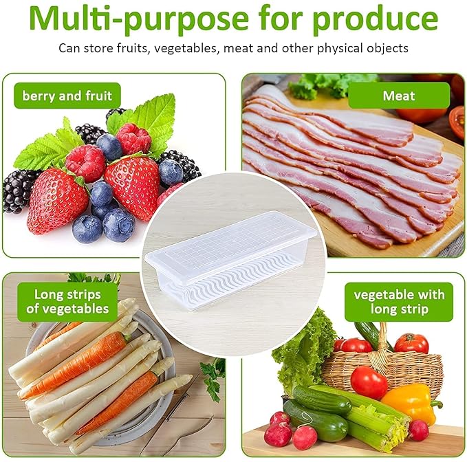 2 Partition Fridge Organizer with Removable Drain Plate and Lid