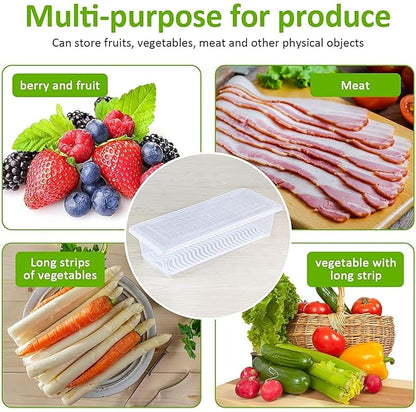 2 Partition Fridge Organizer with Removable Drain Plate and Lid