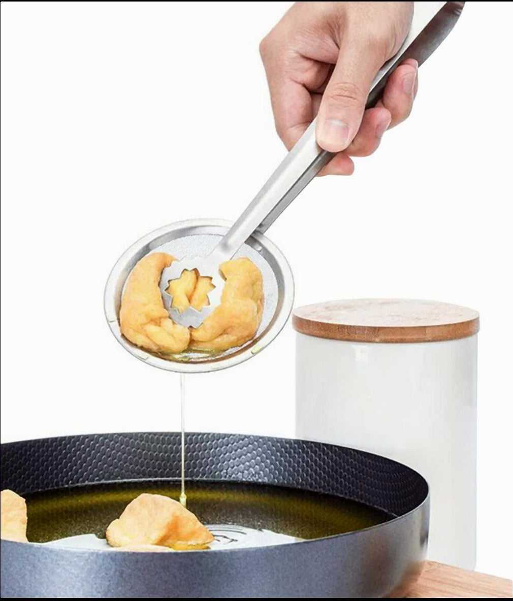 Multi-Functional 2 in 1 Fry Tool Filter Spoon Strainer with Clip