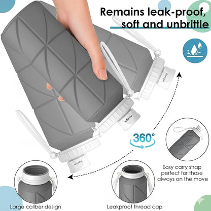 Collapsible Sports Water Bottles Leakproof Valve BPA Free Silicone Foldable Water Bottle