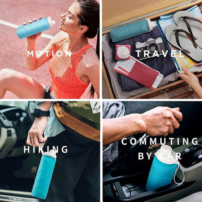 Collapsible Sports Water Bottles Leakproof Valve BPA Free Silicone Foldable Water Bottle